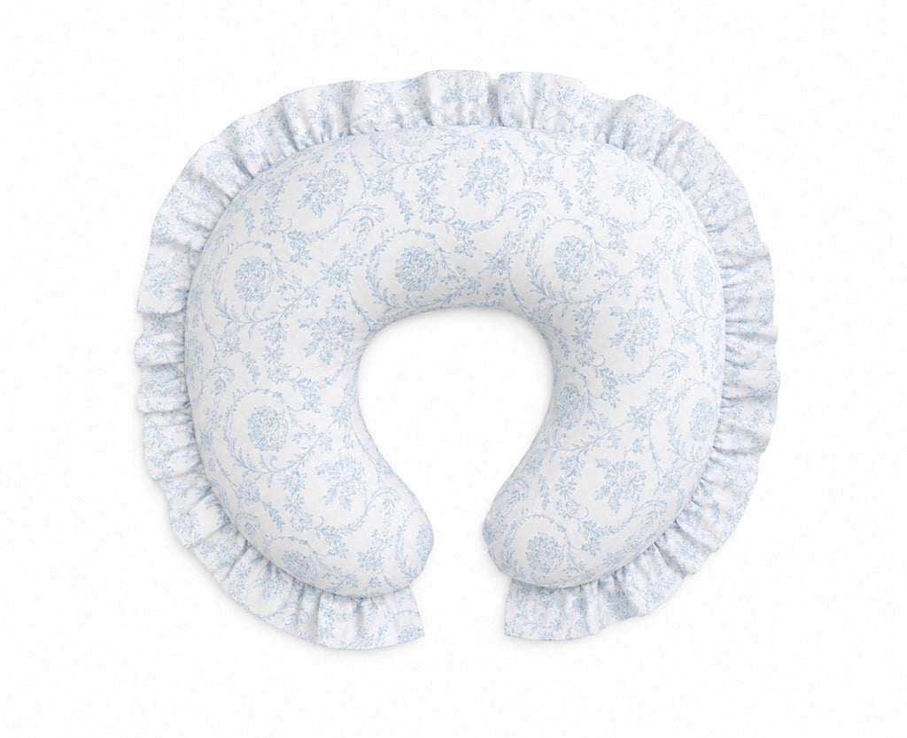Blue Chinoiserie Ruffle Nursing Pillow Cover