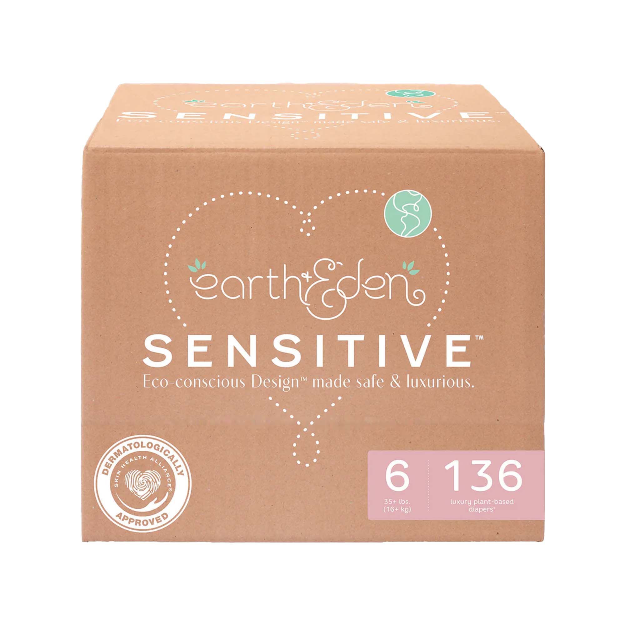 Earth & Eden Sensitive™ Baby Diapers, Size 6 for Babies Weighing 35 lbs. or More 10008050