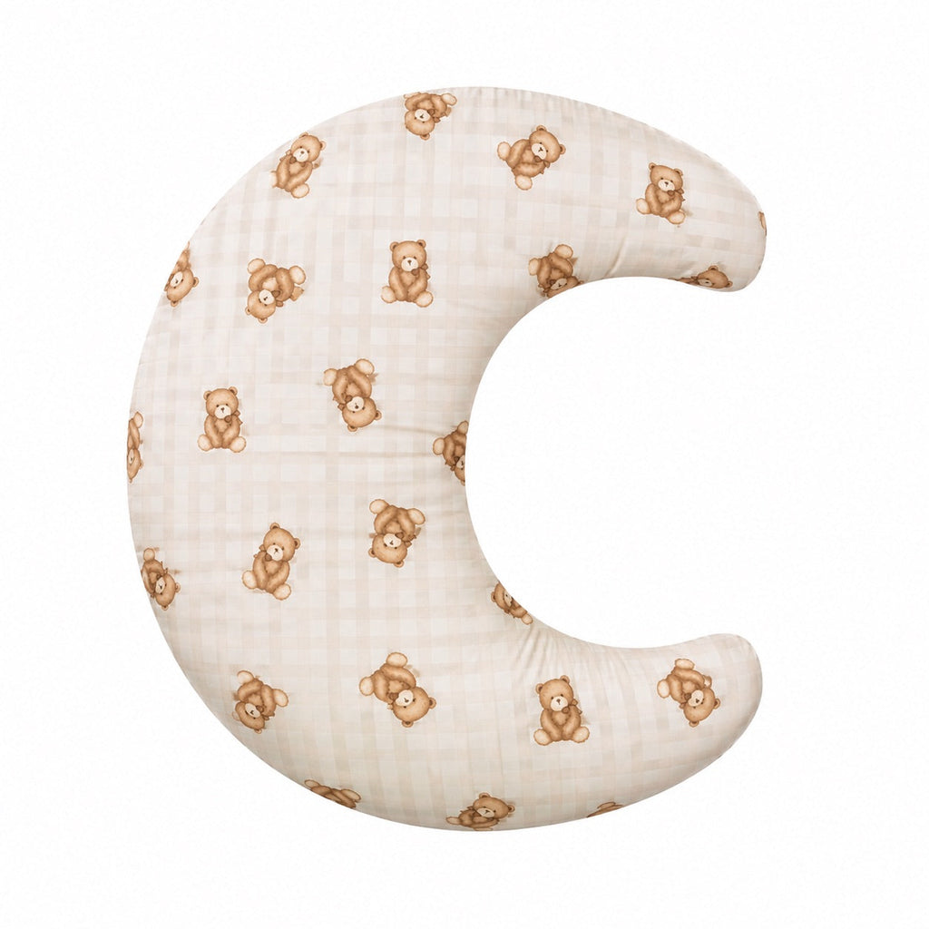 Beige Gingham Ruffle Nursing Pillow Cover