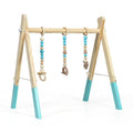 Portable 3 Wooden Newborn Baby Exercise Activity Gym Teething Toys Hanging Bar-Blue